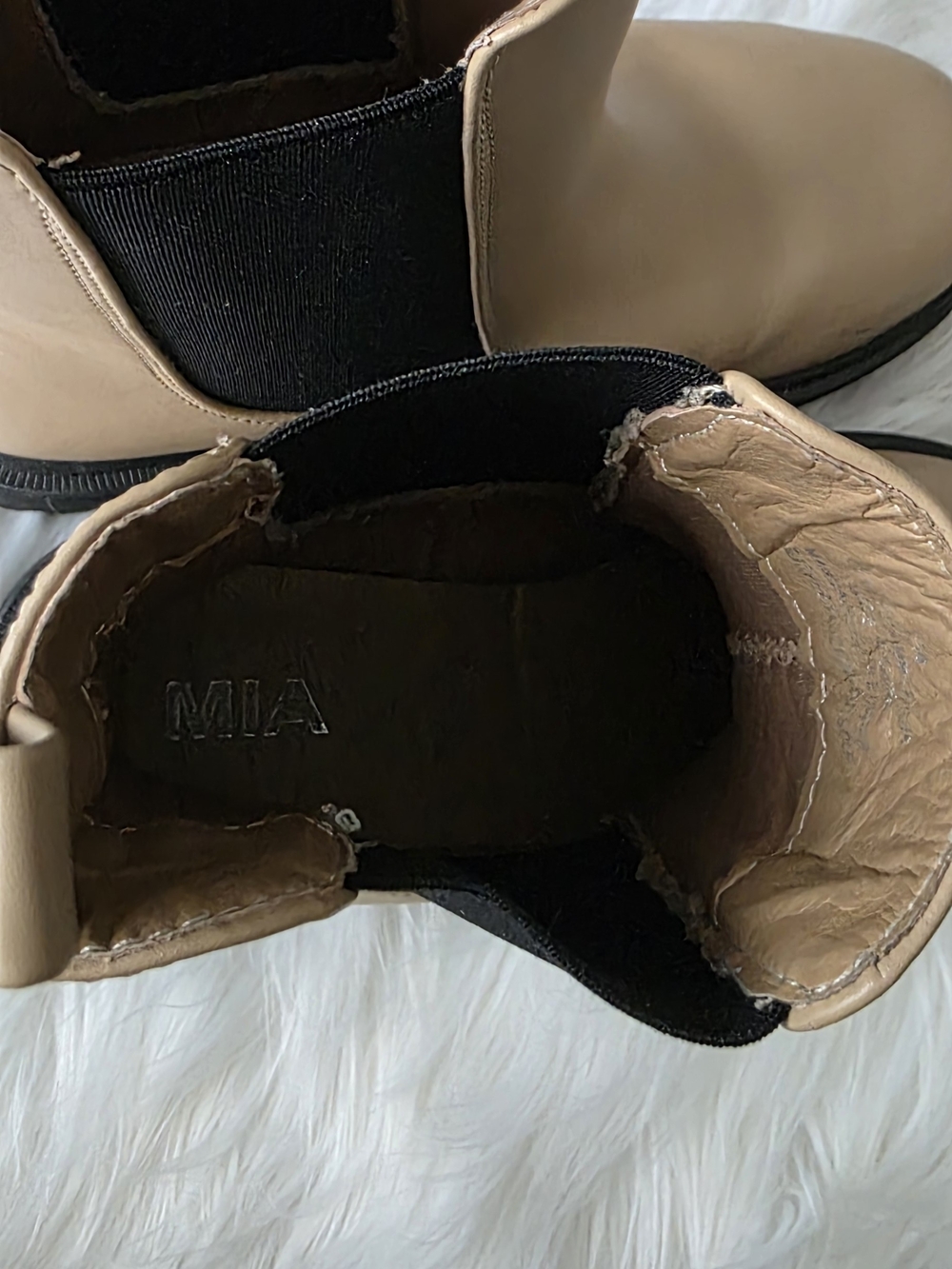 MIA Tan Chelsea Platform Booties with Black Elastic - Picture 5 of 9